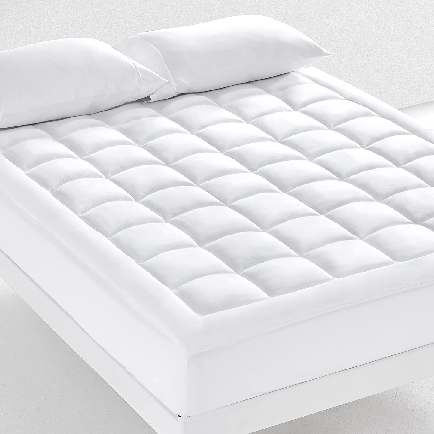 Rynx | SONIVE quilted mattress protector soft fluffy pillow top mattress cover down alternative fill topper stretches up to 21 inches deep pocket (White, Twin XL)