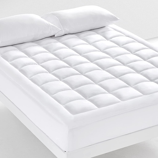 Rynx | SONIVE quilted mattress protector soft fluffy pillow top mattress cover down alternative fill topper stretches up to 21 inches deep pocket (White, Twin XL)