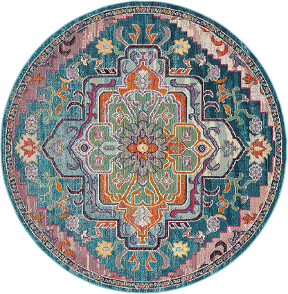 Rynx | Safavieh Crystal Collection CRS501B Boho Chic Oriental Medallion Distressed Non-Shedding Stain Resistant Living Room Bedroom Runner, 2'2" x 9', Light Blue / Fuchsia
