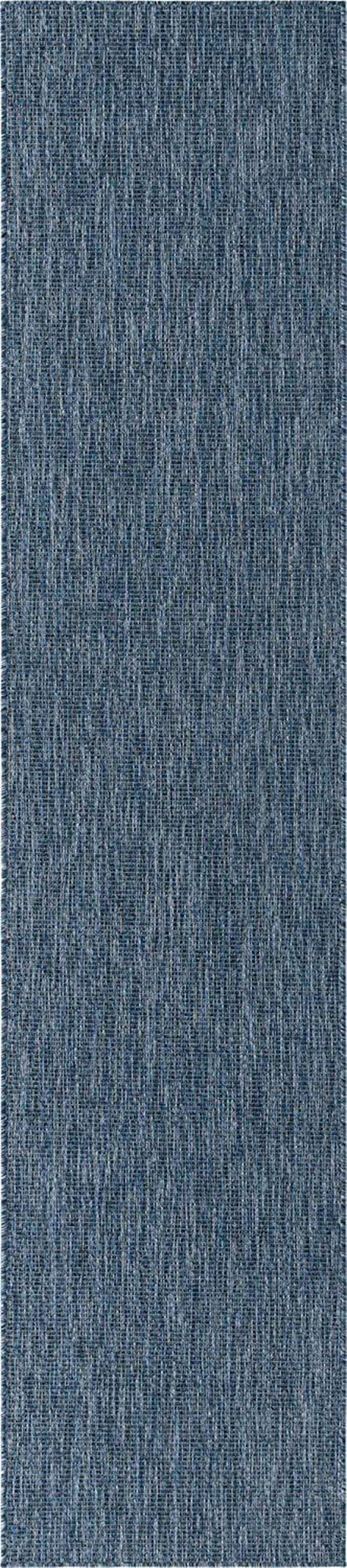 Rynx | Unique Loom Solid Collection Casual Transitional Indoor and Outdoor Flatweave Runner Rug, 2' 7" x 12', Marine Blue/Light Blue