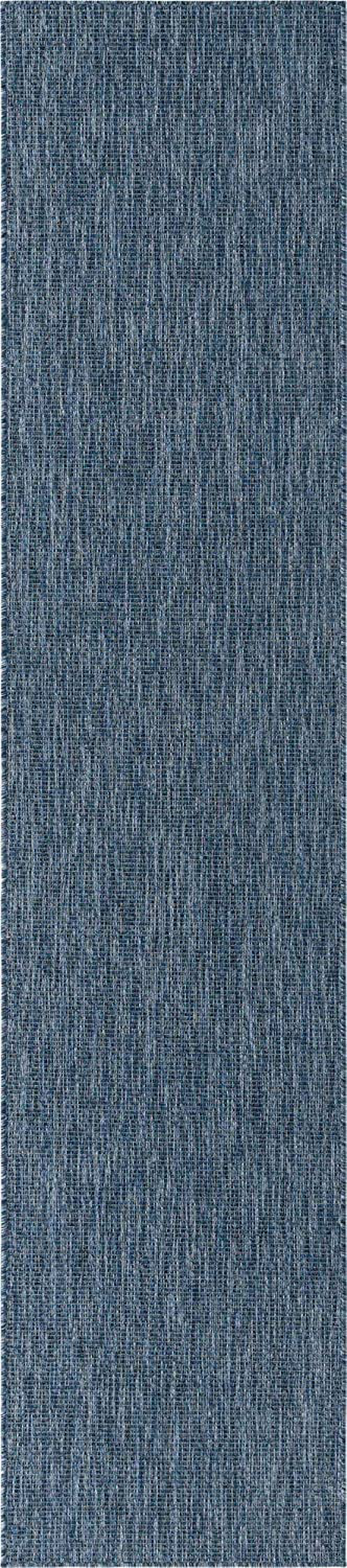 Rynx | Unique Loom Solid Collection Casual Transitional Indoor and Outdoor Flatweave Runner Rug, 2' 7" x 12', Marine Blue/Light Blue
