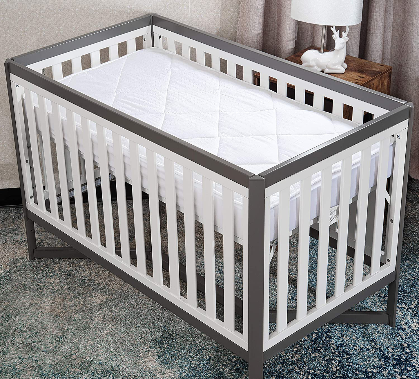 Rynx | MAXI Fitted Crib Down Alternative Mattress Pad - 100% Cotton, 300 Thread Count (Crib)