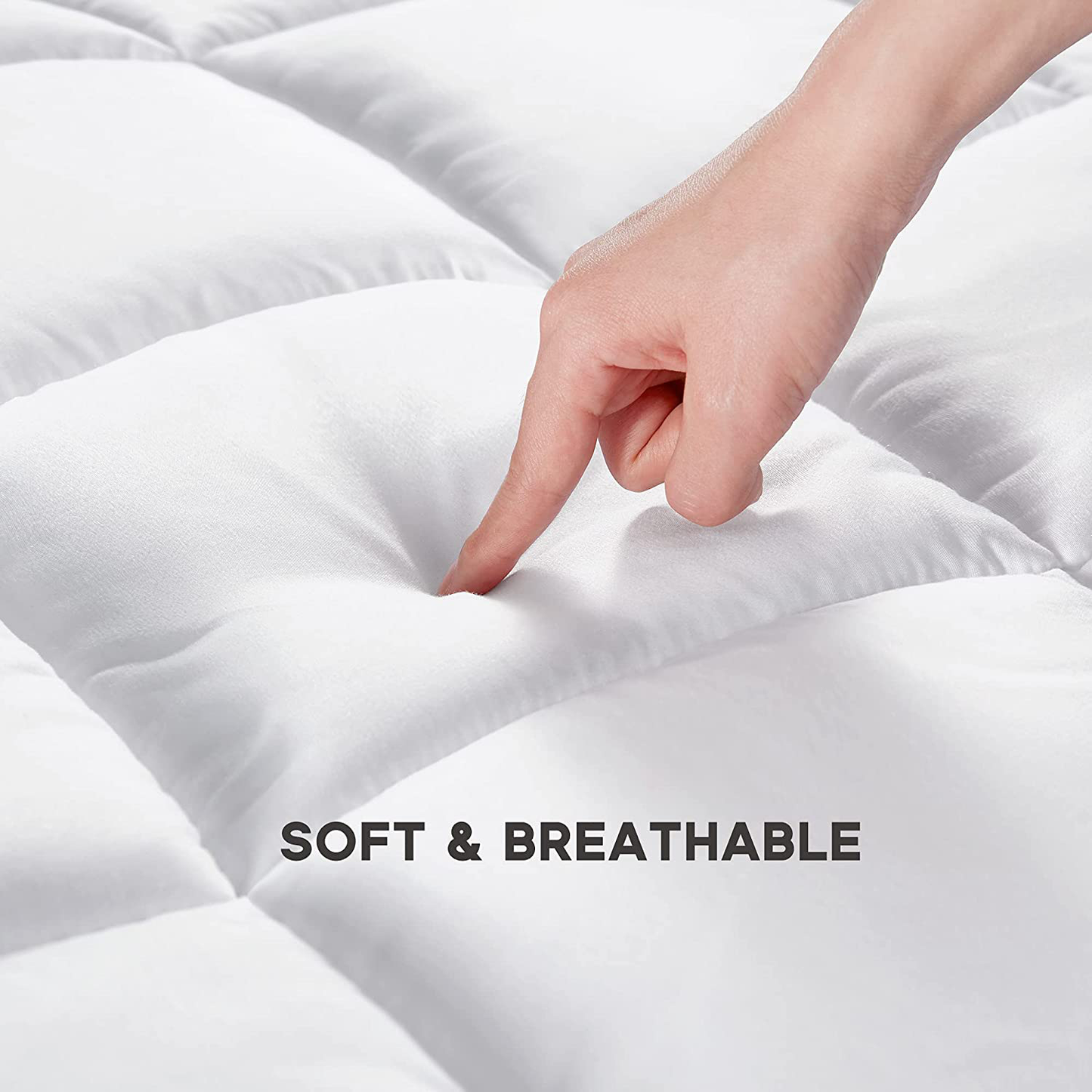 Rynx | SONIVE quilted mattress protector soft fluffy pillow top mattress cover down alternative fill topper stretches up to 21 inches deep pocket (White, Twin XL)