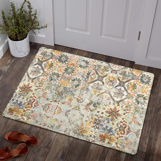 Rynx | Lahome Floral Medallion Collection Area Rug - 2’ X 3’ Non-slip Worn Bohemian Vintage Traditional Area Rug Small Accent Throw Rugs Floor Mat For Door Mat Entrance Decor (2’ X 3’, Multicolor)