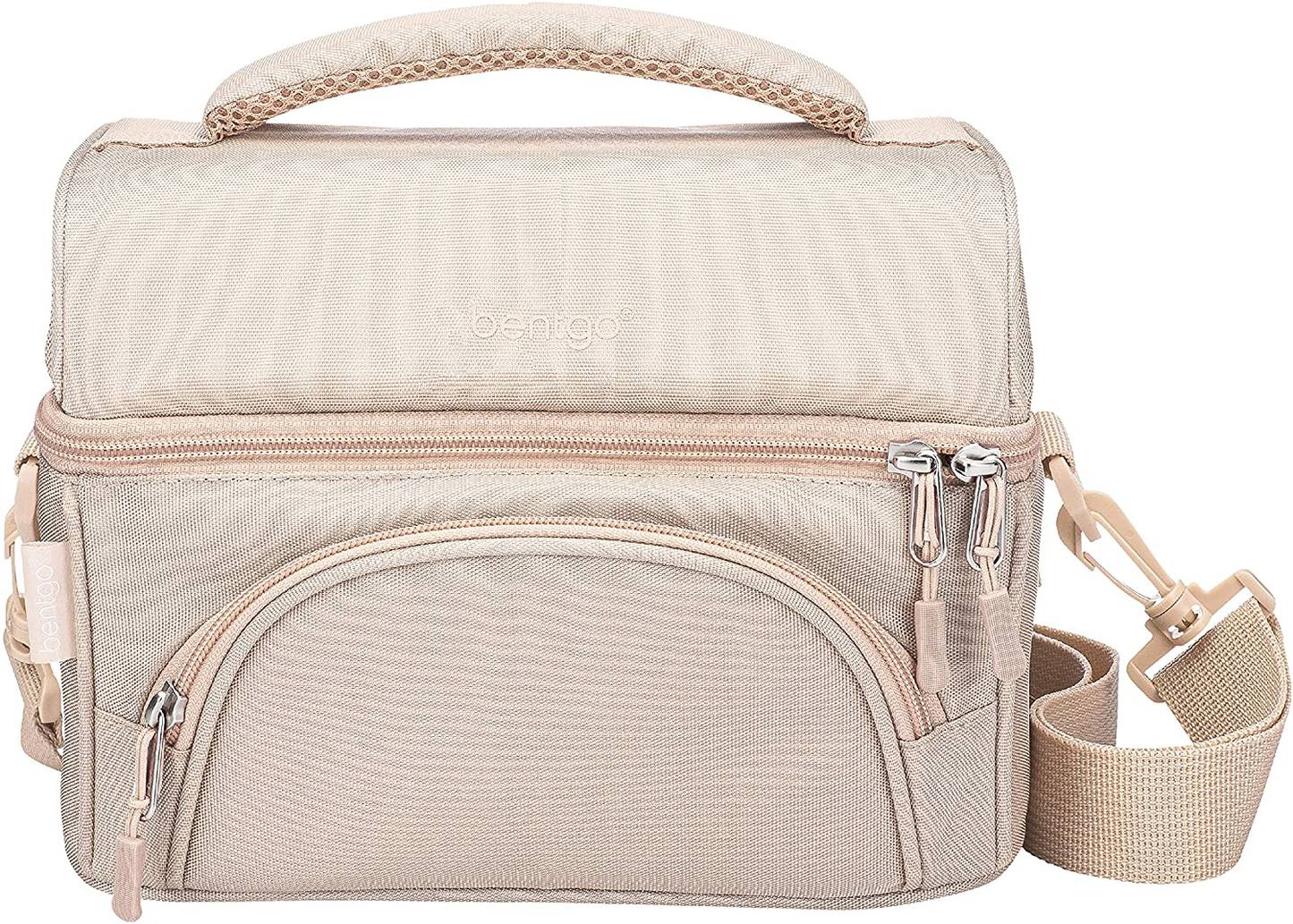 Rynx | Bentgo Deluxe Lunch Bag - Durable And Insulated Lunch Tote With Zipper Pocket Outside, Internal Mesh Pocket, Padded And Adjustable Straps, & 2-Way Chain - Fits All Bentgo Lunch Boxes (Sand)