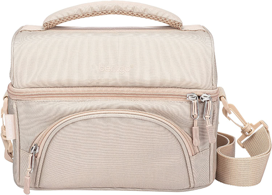 Rynx | Bentgo Deluxe Lunch Bag - Durable And Insulated Lunch Tote With Zipper Pocket Outside, Internal Mesh Pocket, Padded And Adjustable Straps, & 2-Way Chain - Fits All Bentgo Lunch Boxes (Sand)