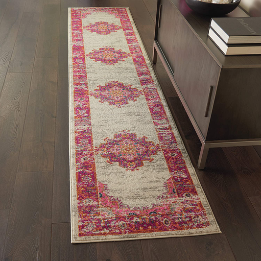 Rynx | Nourison Passion Rug, 2'2" X 7'6", Ivory/Fuchsia, 7 Feet