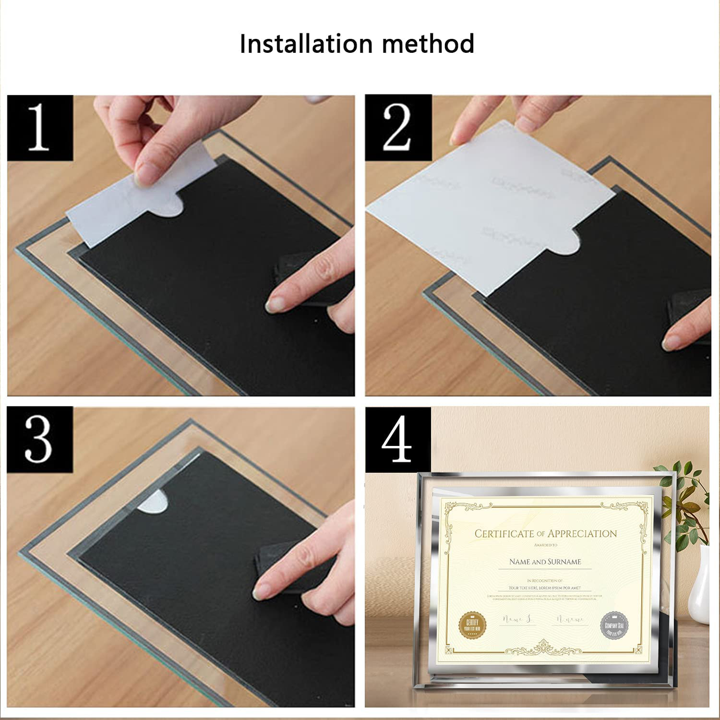 Rynx | 8.5 x 11 Certificate Document Frame Pack4 Diploma Glass Picture Frames for Tabletop