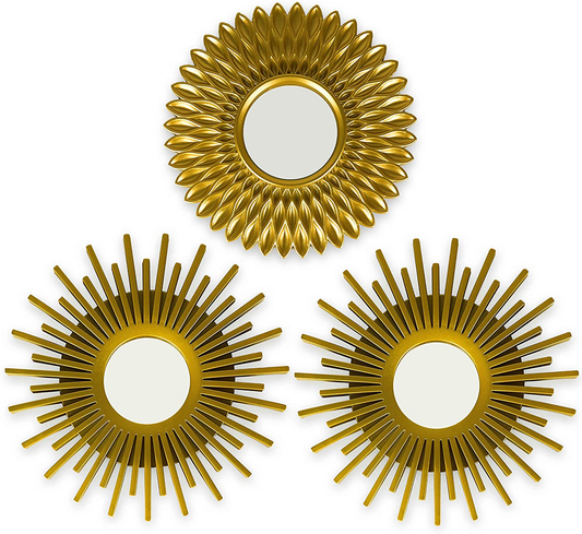 Rynx | Gold Mirrors for Wall Pack of 3 - BONNYCO | Wall Mirrors for Room Decor & Home Decor | Gold Round Mirrors for Wall Decor | Circle Mirrors Modern Wall Decor Gifts for Women & Moms | Decorative Mirrors