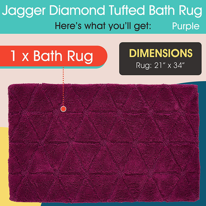 Rynx | Luxurious Diamond Chenille Bath mat, Non-slip, Absorbent Plush Bath mat for Bathtub, Shower and Bath