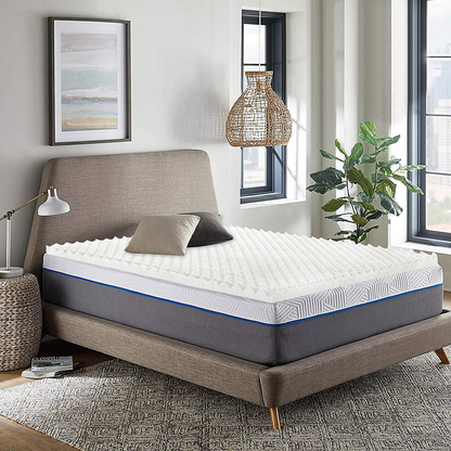 Rynx | Mayton, 1-inch convoluted egg shell breathe foam topper, adds comfort to the mattress, Queen, White