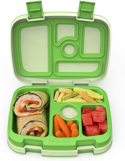 Rynx | Bentgo Kids Lunch Box - Leak-proof, 5-compartment Bento-style Lunch Box - Perfect Portion Sizes For 3 To 7 Years - BPA-free, Dishwasher Safe, Food-safe Materials (Green)