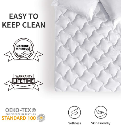 Rynx | Sleep Zone Quilted Mattress Pad Cover Full Cooling Fluffy Soft Topper Up to 21 Inches Pocket, Gray, Full