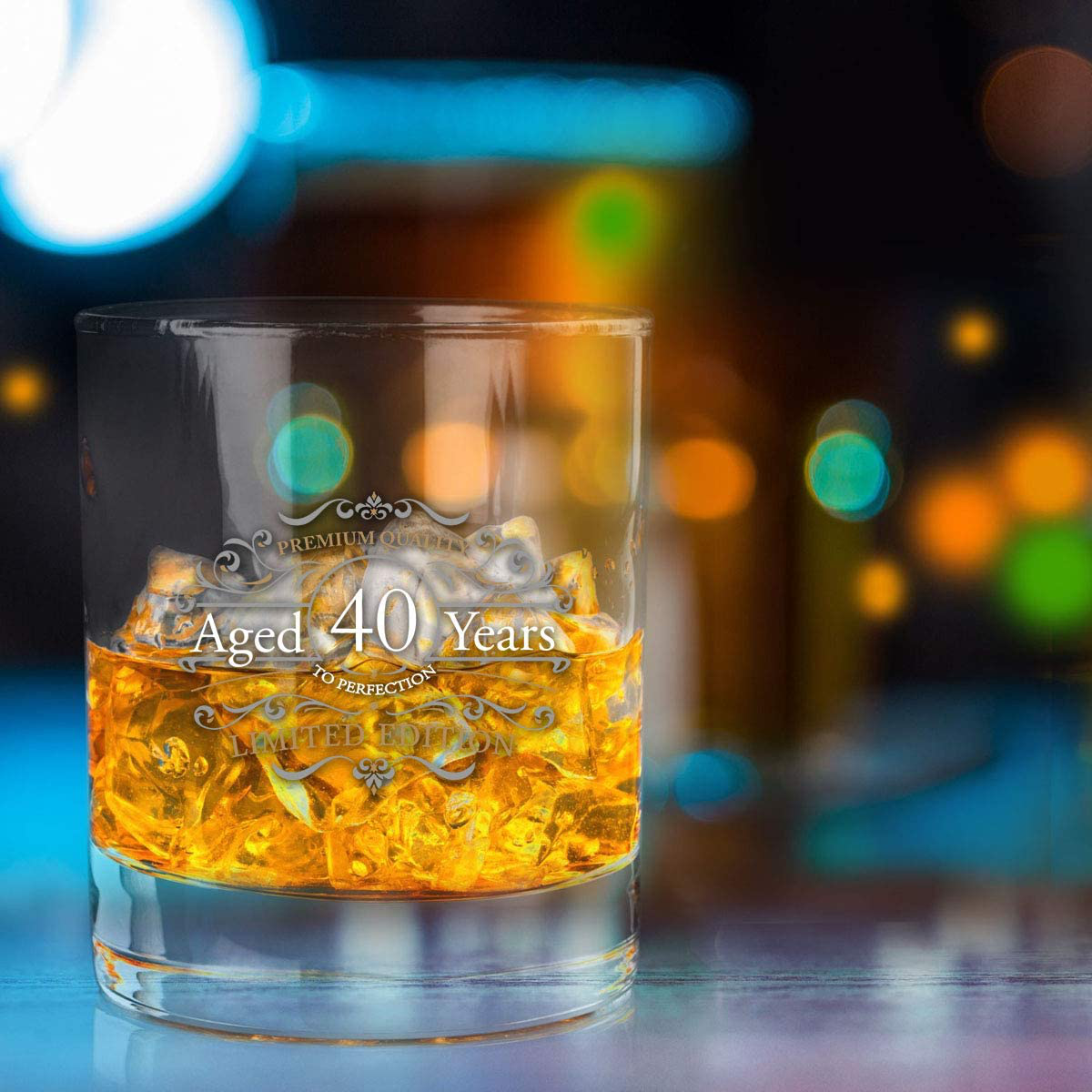 Rynx | 1981 Vintage Edition Birthday Whiskey Scotch Glass (40th Anniversary) 11 oz- Vintage Congratulations on your birthday Old Fashioned Whiskey Glasses for 40-year-old- Classic Lowball Rocks Glass- Birthday, Reunion Gift