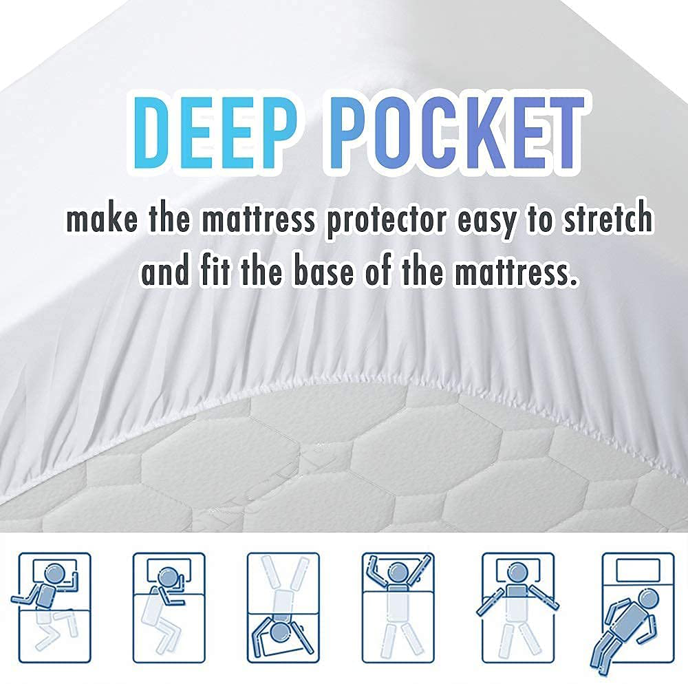Rynx | MATBEBY Bedding Quilted Fitted King Mattress Pad Cooling Breathable Fluffy Soft Mattress Pad Stretching up to 21 Inches Deep, King Size, White, Mattress Toppers Mattress Protector