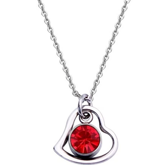 Rynx | Women's Stainless Steel Birthstone Heart Necklace