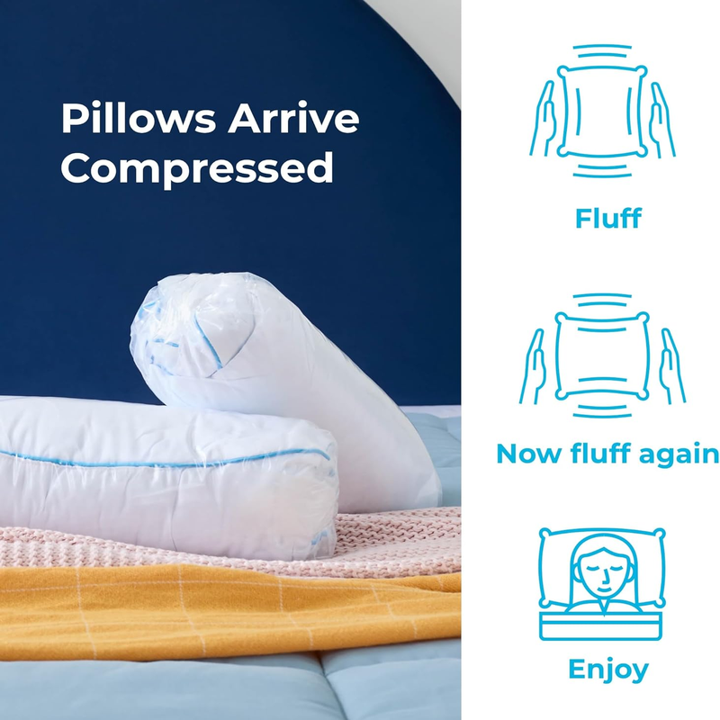 Rynx | Two packs shredded gel memory foam pillows – Cooling bed pillow – Side, stomach and back sleeping