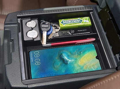 Rynx | Accessories Center Console Tray Organizer Armrest Box Secondary Storage Compatible With Toyota Tacoma Fits For 2021 2020 2019 2018 2017 2016 Tacoma