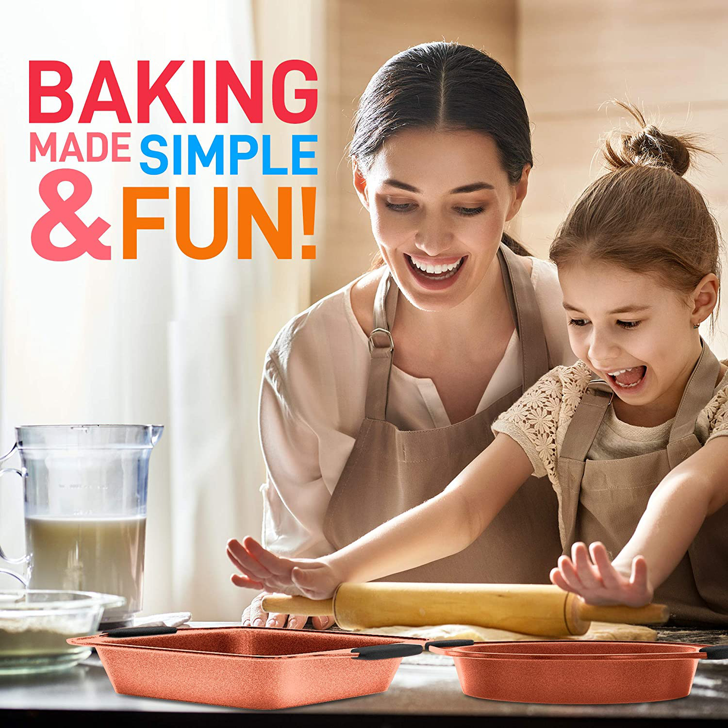 Rynx | 10-piece kitchen oven baking pan - Deluxe carbon steel bakeware set with stylish non-stick gray coating inside and out, dishwasher safe & PFOA, PFOS, PTFE free - NutriChef