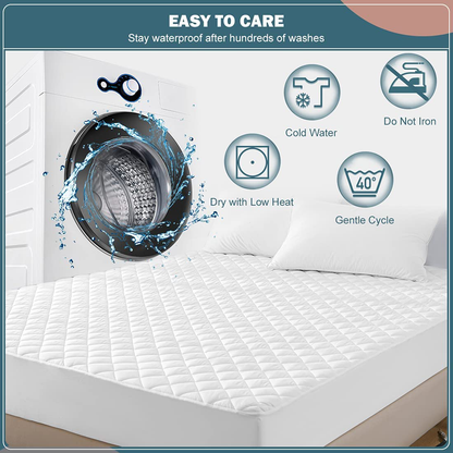 Rynx | UNILIBRA 100% Waterproof Quilted Mattress Protector Twin XL Size, 6''-19'' Deep Pocket Mattress Protector, Breathable, Hole Cotton Alternative Filling Mattress Top Material