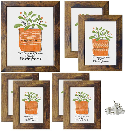 Rynx | Petaflop Gallery Wall Frame Set 7 Pack Distressed Picture Frame Set, One 8x10 Picture Frame, Two 5x7 Picture Frames, Four 4x6 Picture Frames