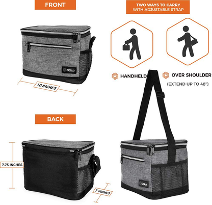 Rynx | Opux Insulated Lunch Box For Men Women, Leakproof Thermal Lunch Bag For Work, Reusable Lunch Cooler Tote, Soft School Lunch Bucket For Kids With Shoulder Strap, Pockets, 14 Cans, 8l, Heather Grey