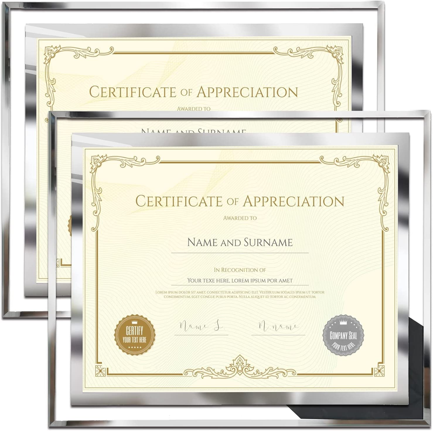 Rynx | 8.5 x 11 Certificate Document Frame Pack4 Diploma Glass Picture Frames for Tabletop