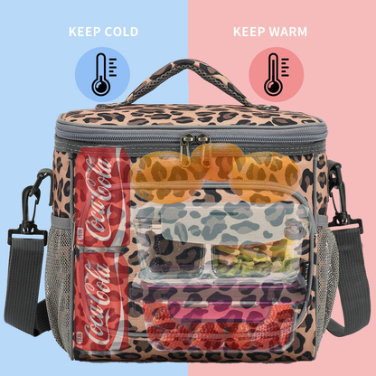 Rynx | Flowfly Insulated Reusable Lunch Box Adult Large Lunch Box For Women And Men With Adjustable Shoulder Strap Front Pocket With Zipper And Two Large Mesh Pockets On The Side, Flowers