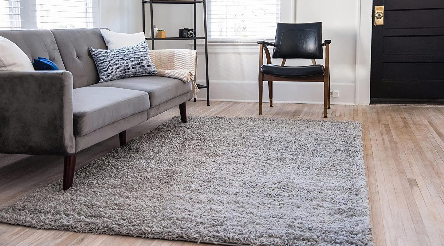 Rynx | Unique Loom Solo Solid Shag Collection Area Modern Pl plush rug Lush & Soft, 2' 6 x 10' 0, Jet Black