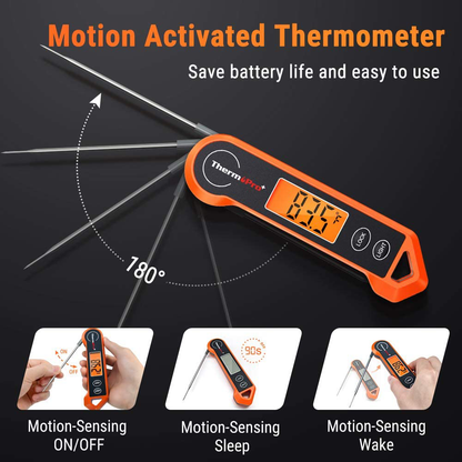 Rynx | ThermoPro TP19H Waterproof Digital Meat Thermometer for Grilling with Ambidextrous Backlit and Motion Sensing Kitchen Cooking Thermometer for BBQ Grill Smoker Oil Fried Candy Thermometer
