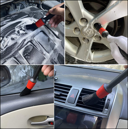 Rynx | Lucklyjone 7pcs Wheel and Tire Cleaning Brush, Car Care Set, 17 Inches Long Soft Wheel Brush 5 Car Wash Detailing Brush Car Wash Set for Cleaning Dirty Tires & Releasing Dirt and Road Grime, Short Handle