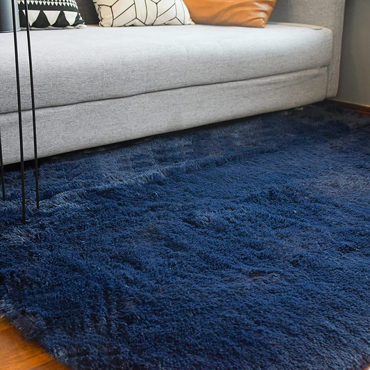 Rynx | 5X8 Navy blue area rugs for the living room Super soft floor fluffy rug Naturally comfortable thick fur mat Princess girls room rug (5x8 feet, navy blue)