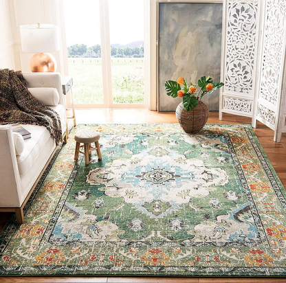 Rynx | Safavieh Monaco Collection Mnc243n Boho Chic Medallion Distressed Non-Shedding Stain Resistant Living Room Bedroom Area Rug, 3' X 3' Square, Navy Blue / Light Blue