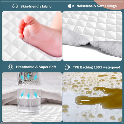 Rynx | UNILIBRA 100% Waterproof Quilted Mattress Protector Twin XL Size, 6''-19'' Deep Pocket Mattress Protector, Breathable, Hole Cotton Alternative Filling Mattress Top Material