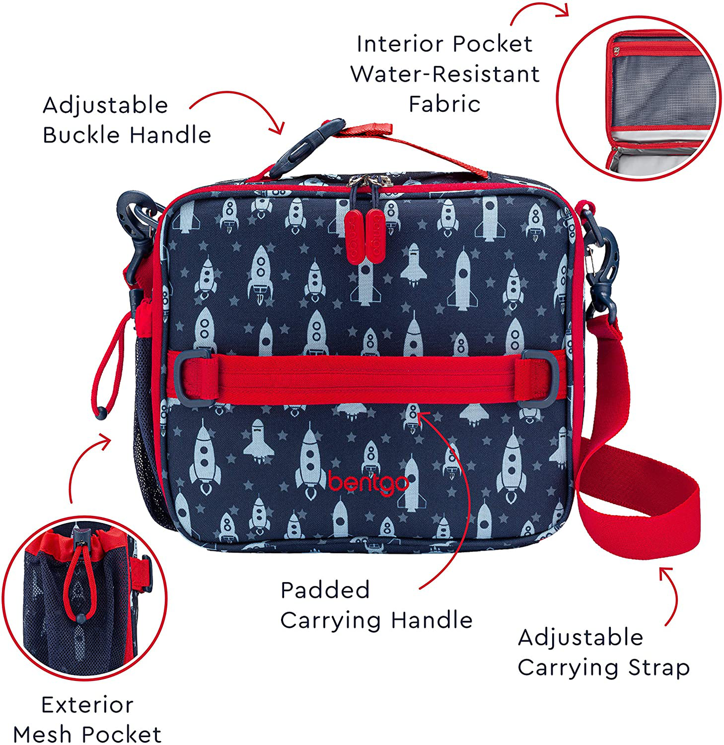 Rynx | Bentgo Kids Prints Lunch Box - Double Insulated, Durable, Waterproof Fabric With Internal And External Zippers And External Bottle Holder - Ideal For Kids Of All Ages (Tropical)