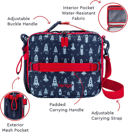 Rynx | Bentgo Kids Prints Lunch Box - Double Insulated, Durable, Waterproof Fabric With Internal And External Zippers And External Bottle Holder - Ideal For Kids Of All Ages (Tropical)
