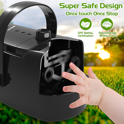 Rynx | Bubble Machine Durable Automatic Bubble Maker, 4800+ Bubbles Per Minute Bubbles for Kids Toddlers Bubble Maker Powered by Plug or Batteries Bubble Toys for Indoor Outdoor Birthday Party