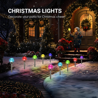 Rynx | Solpex 6 Pack Solar Garden Light - Multicolored Changing & White, Waterproof Glass Ball Decoration