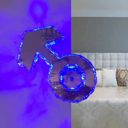 Rynx | Faceted Crystal Boys Logo Wall Light Minimal Style LED Bedroom Wall Lamp in Chrome, Warm/White/Blue Light