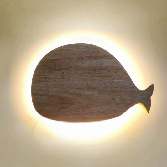 Rynx | Black/White/Beige Wal Wall Lighting Cartoon Wood LED Wall Lamp with/without Clock in Warm/White Light