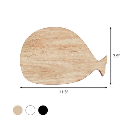 Rynx | Black/White/Beige Wal Wall Lighting Cartoon Wood LED Wall Lamp with/without Clock in Warm/White Light
