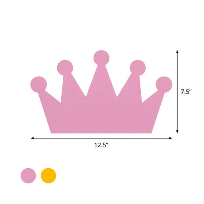 Rynx | Crown Kids Bedroom Wall Light Made of Wood Cartoon LED Surface Wall Lamp in Yellow/Pink