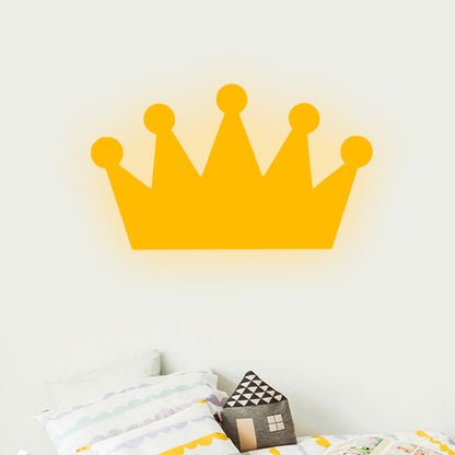 Rynx | Crown Kids Bedroom Wall Light Made of Wood Cartoon LED Surface Wall Lamp in Yellow/Pink