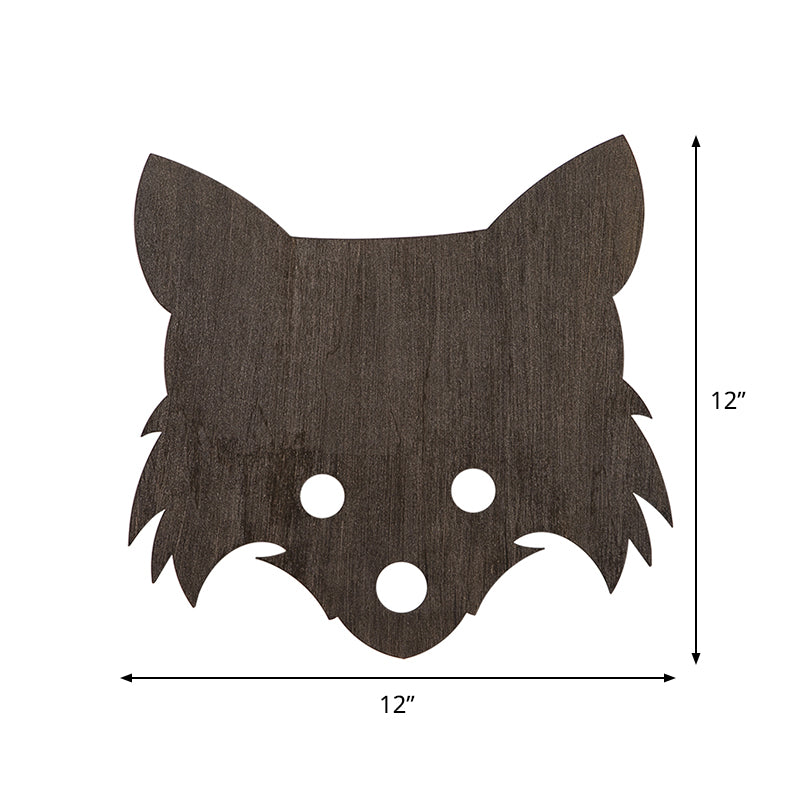 Rynx | Wood Fox Wall Lamp Kids Black LED Built-in Wall Lamp in Warm/White Light for Bedroom