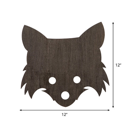 Rynx | Wood Fox Wall Lamp Kids Black LED Built-in Wall Lamp in Warm/White Light for Bedroom