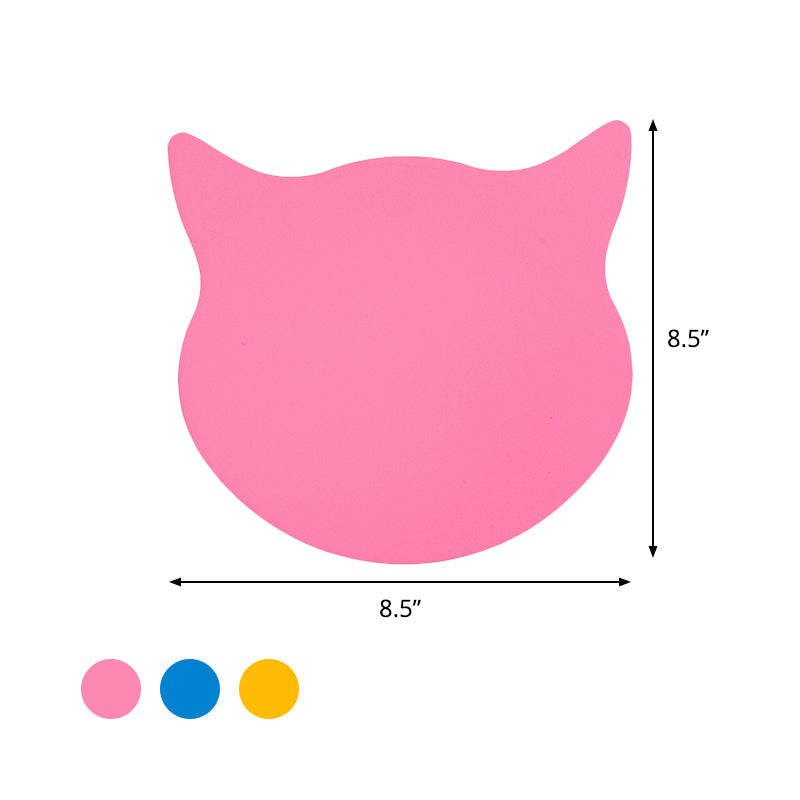 Rynx | Cat Head Mini Wall Lamp Cartoon Wooden Preschool LED Surface Mount Wall Lamp in Pink/Blue/Yellow