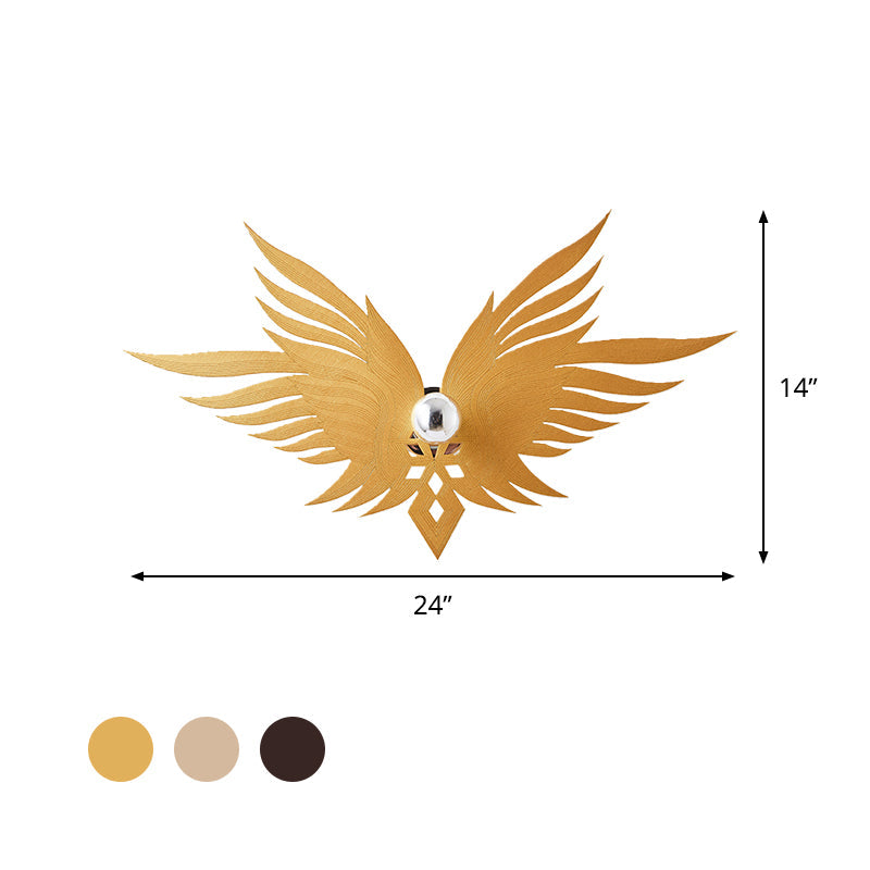 Rynx | Wooden Engraved Eagles Wall Lamp Nordic Single Beige/Gold/Coffee Wall Lamp Lighting for Living Room