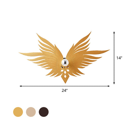 Rynx | Wooden Engraved Eagles Wall Lamp Nordic Single Beige/Gold/Coffee Wall Lamp Lighting for Living Room