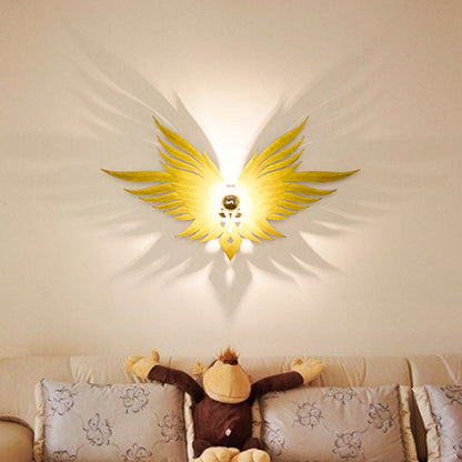 Rynx | Wooden Engraved Eagles Wall Lamp Nordic Single Beige/Gold/Coffee Wall Lamp Lighting for Living Room