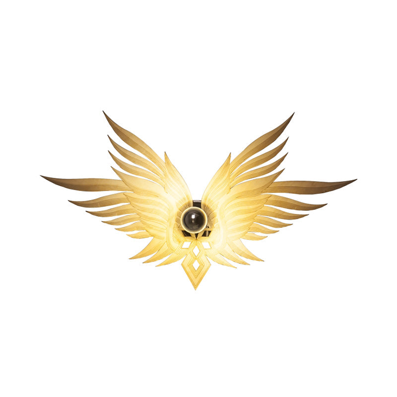 Rynx | Wooden Engraved Eagles Wall Lamp Nordic Single Beige/Gold/Coffee Wall Lamp Lighting for Living Room